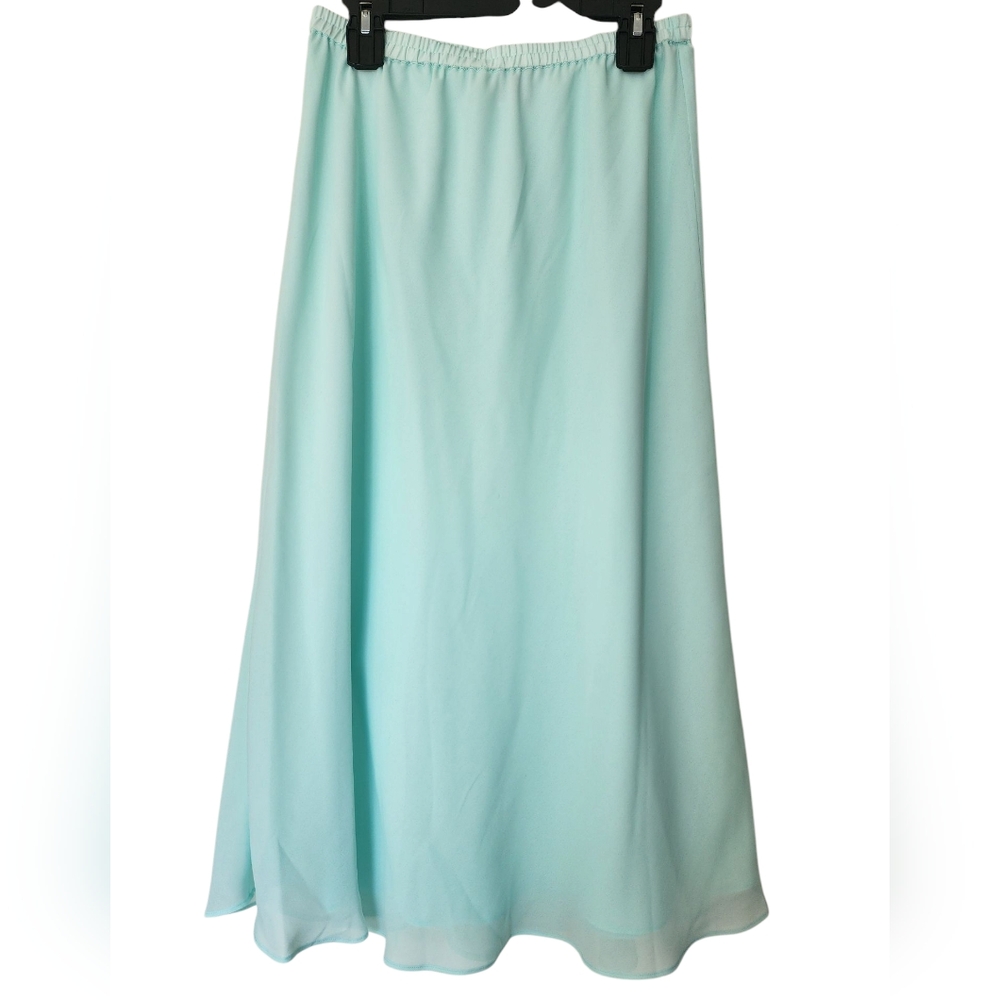 DRAPER'S & DAMON'S aqua glass flirty special occasion midi skirt, size M